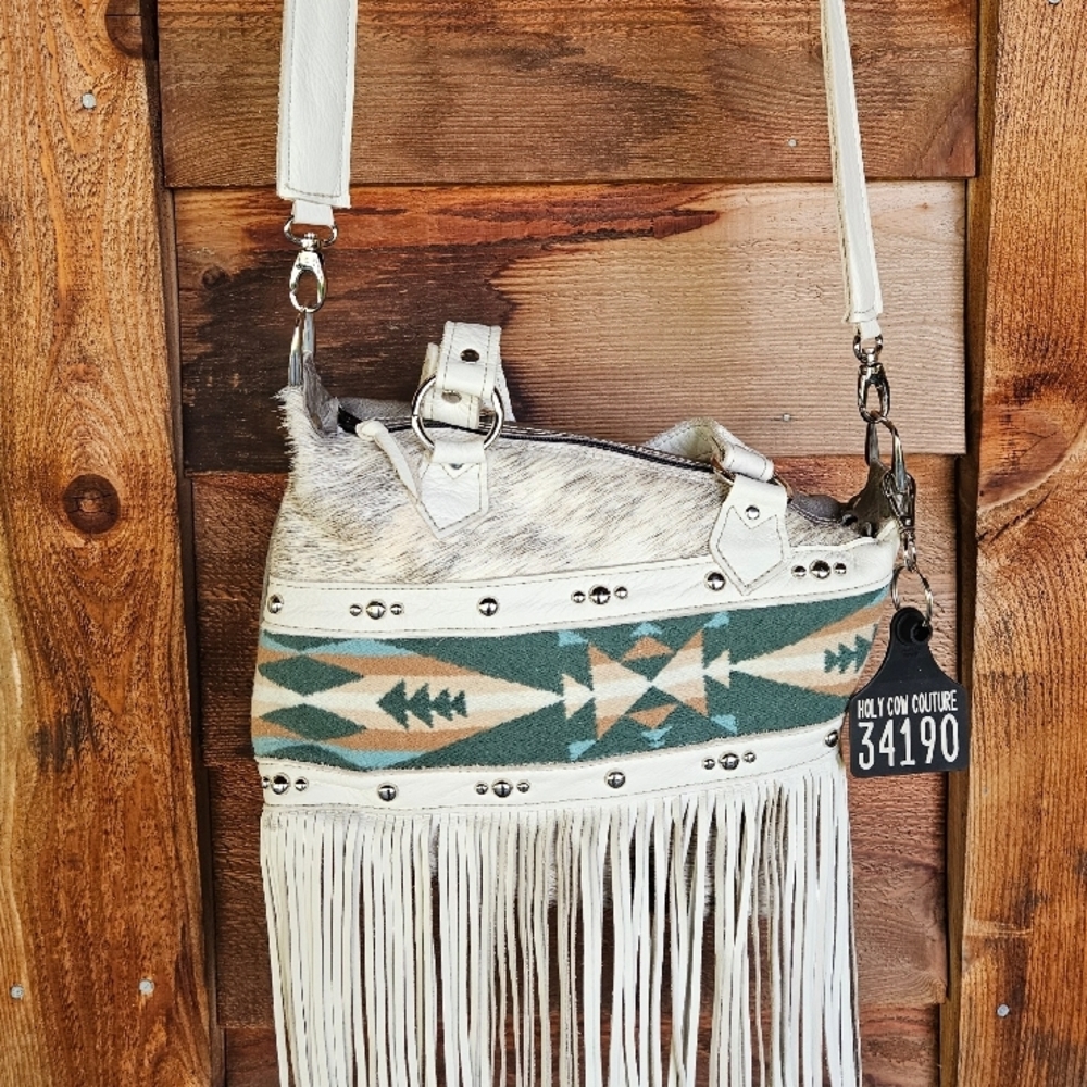 White and Green Women's Bag
